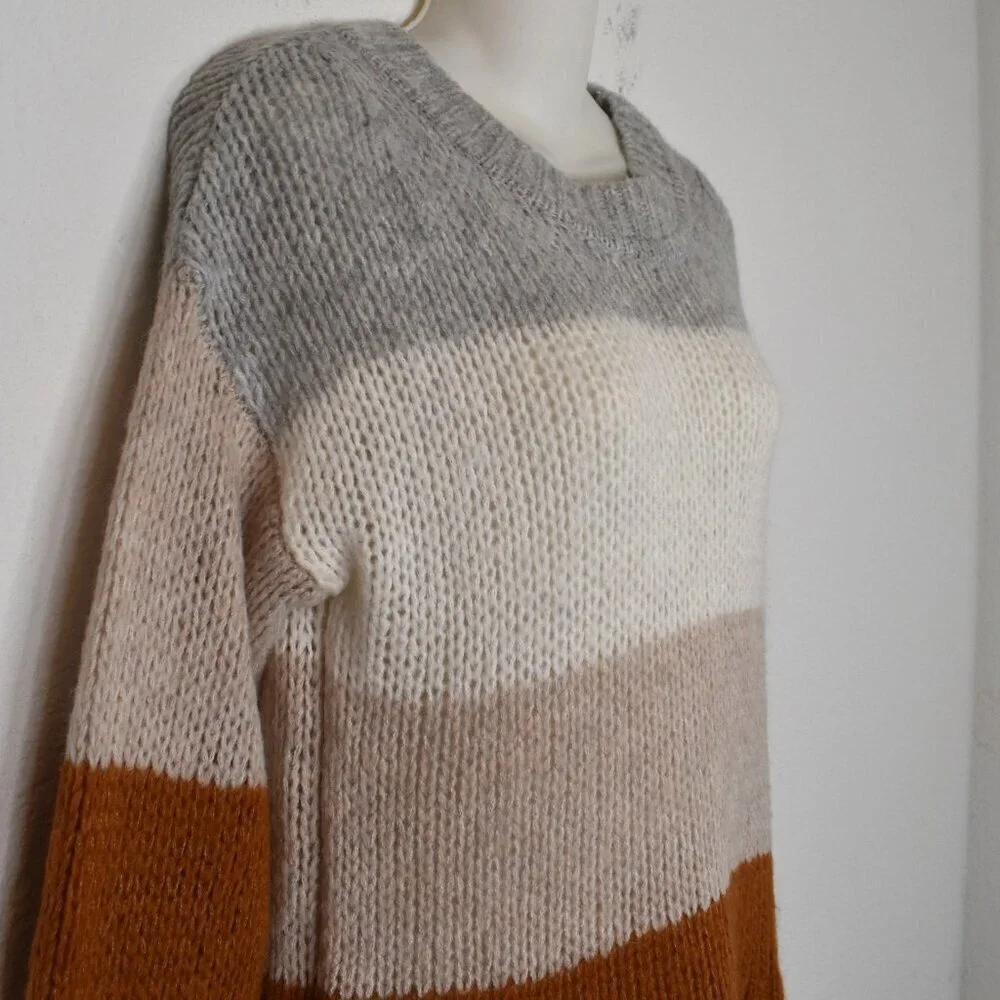GAP Alpaca Wool Sweater Sz S Colorblock Slouchy Neutral Minimalist Boho
